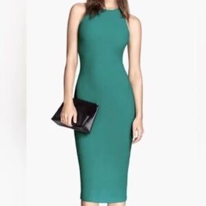 H&M High Neck Bodycon Racerback Dress Size 6 Emerald Green